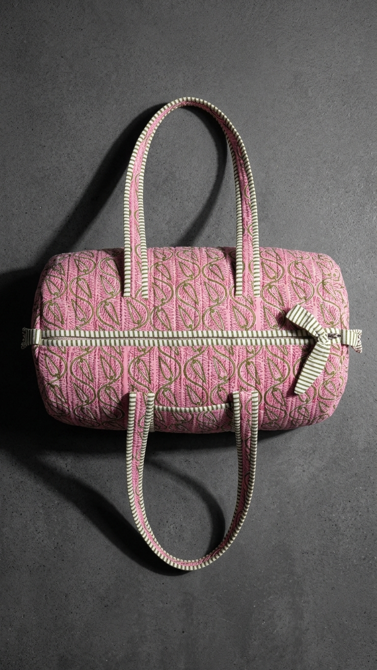 DUFFLE BAG  - Soft light pink color with a unique floral.
