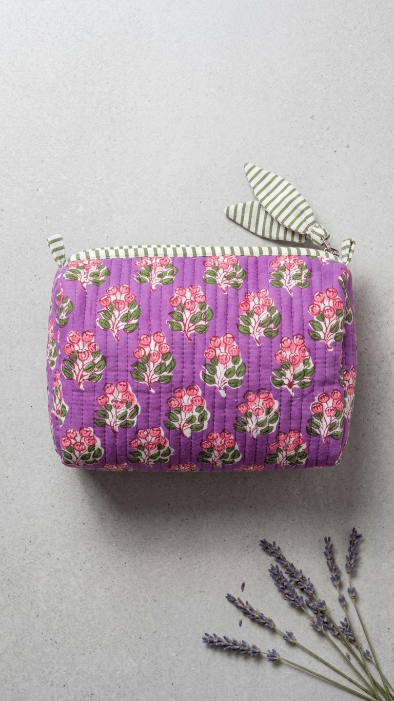 Pouch Set - Tranquil Violet,Purple Floral,Lavender Bloom,Orchid Mughal Motif