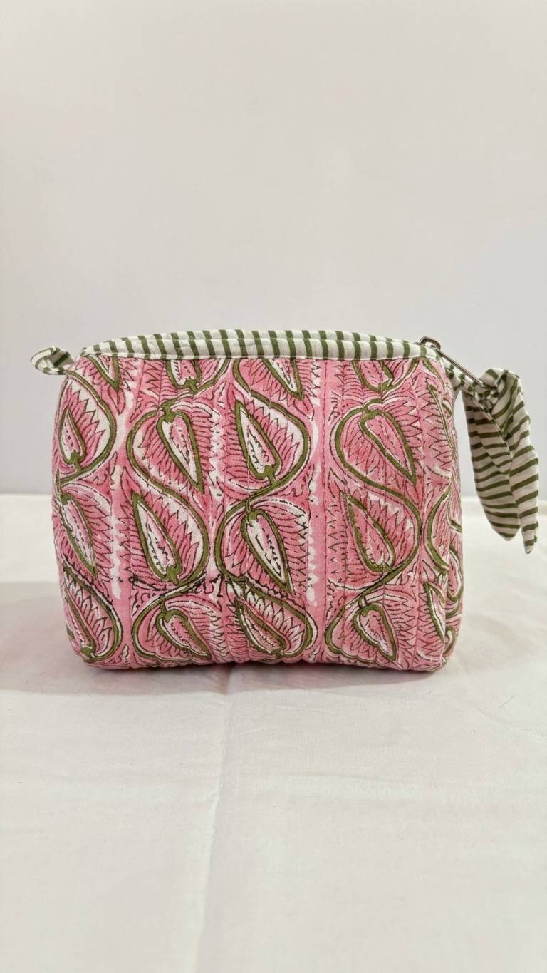 Pouch Set - Pink & Olive Green