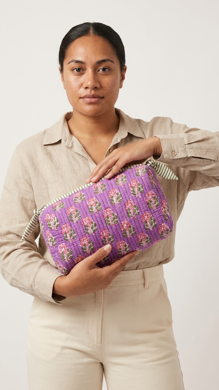 Pouch Set - Tranquil Violet,Purple Floral,Lavender Bloom,Orchid Mughal Motif