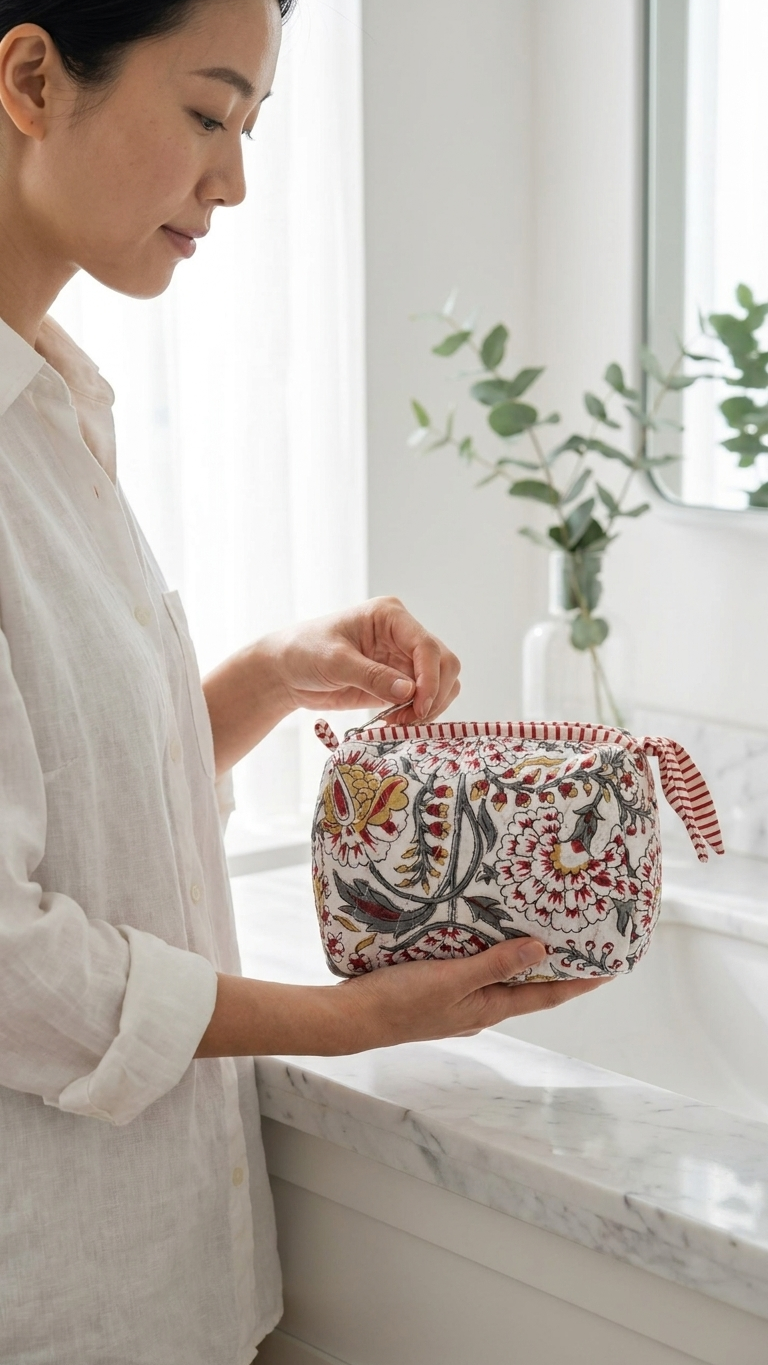 Pouch Set - Crimson Red (or Deep Pink), Mustard Yellow, and Slate Grey.