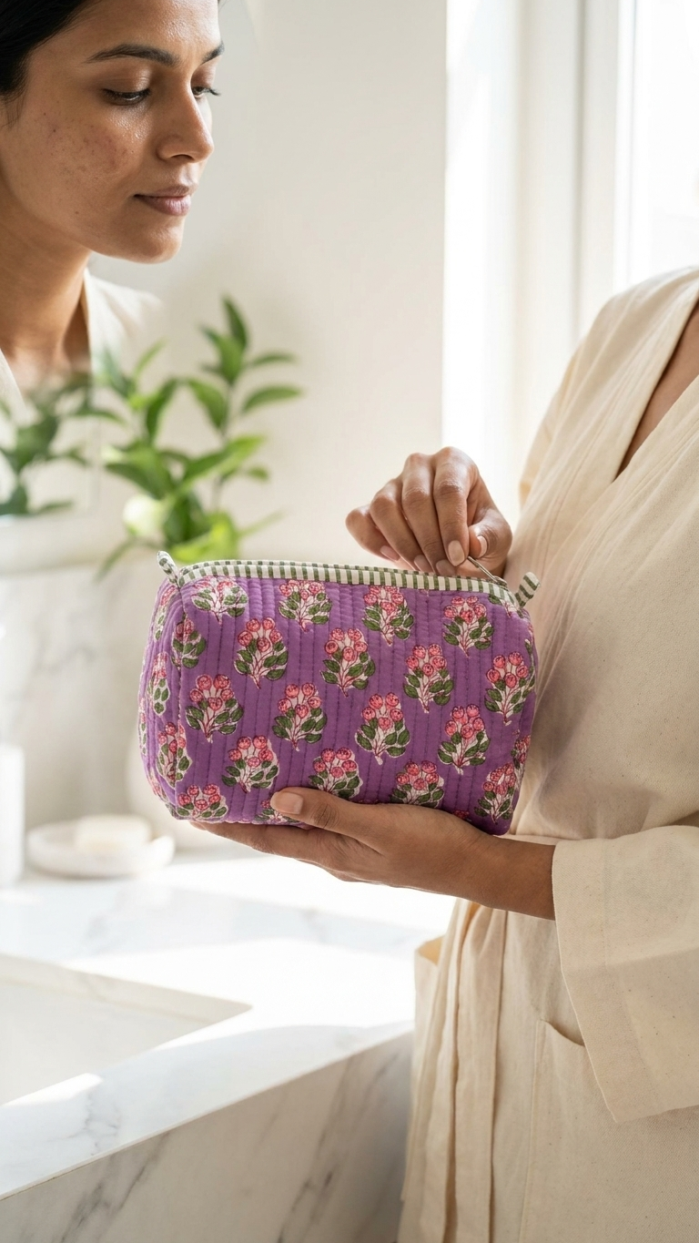 Pouch Set - Tranquil Violet,Purple Floral,Lavender Bloom,Orchid Mughal Motif