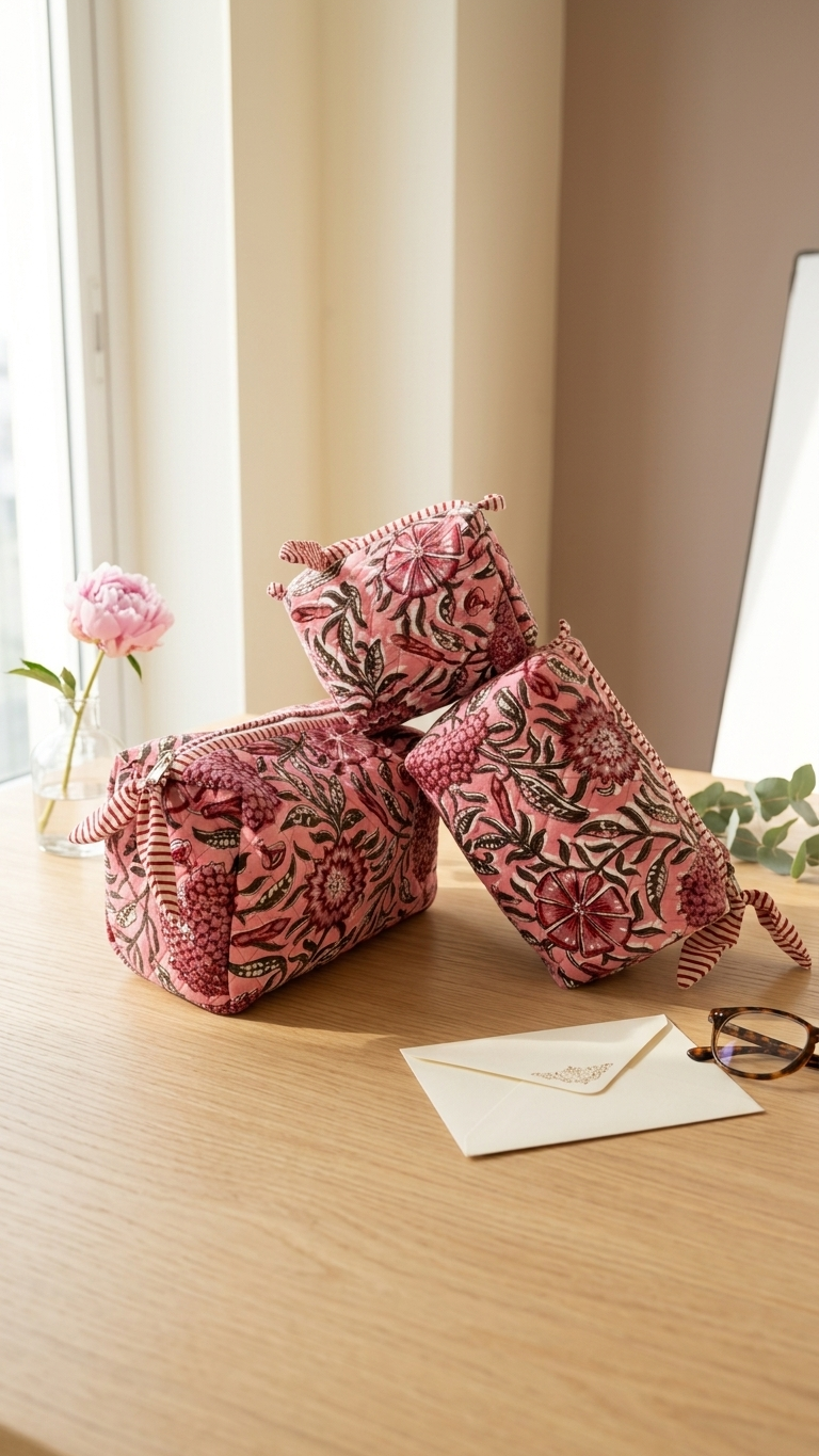 Pouch Set - Vibrant Pink,Plum / Deep Purple,Rose Pink