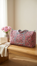 DUFFLE BAG - quilted hand-block print - Purple & Violet