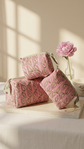 Pouch Set - Pink & Olive Green
