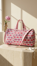 DUFFLE BAG - quilted hand-block print - Purple Floral Hand-Block Printed