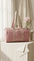 DUFFLE BAG  - Soft light pink color with a unique floral.